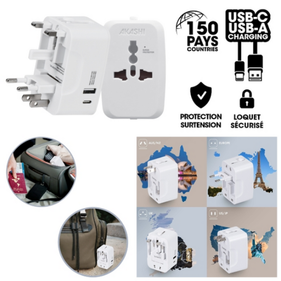 Image sur AKASHI - Adaptateur universel de voyage - Blanc